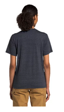 Load image into Gallery viewer, Woman wearing a grey The North Face graphic t-shirt.