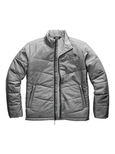 Product image of a grey North Face puffer jacket.