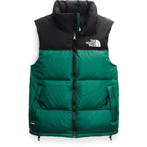 Product image of a black and green The North Face vest.