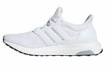 Load image into Gallery viewer, Side view of poduct image of white Adidas Ultraboost.
