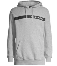 Load image into Gallery viewer, Product image of a grey The North Face hoodie with black stripe along chest.
