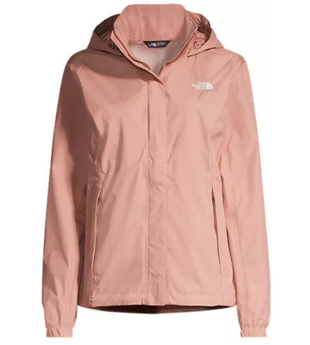 Women's pink North Face shell jacket. Front view.