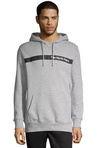 Man wearing a grey The North Face hoodie.